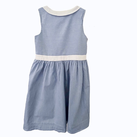 Girls Cyrillus Paris Blue and White Pin Striped Dress Size 10 - Picture 2 of 3